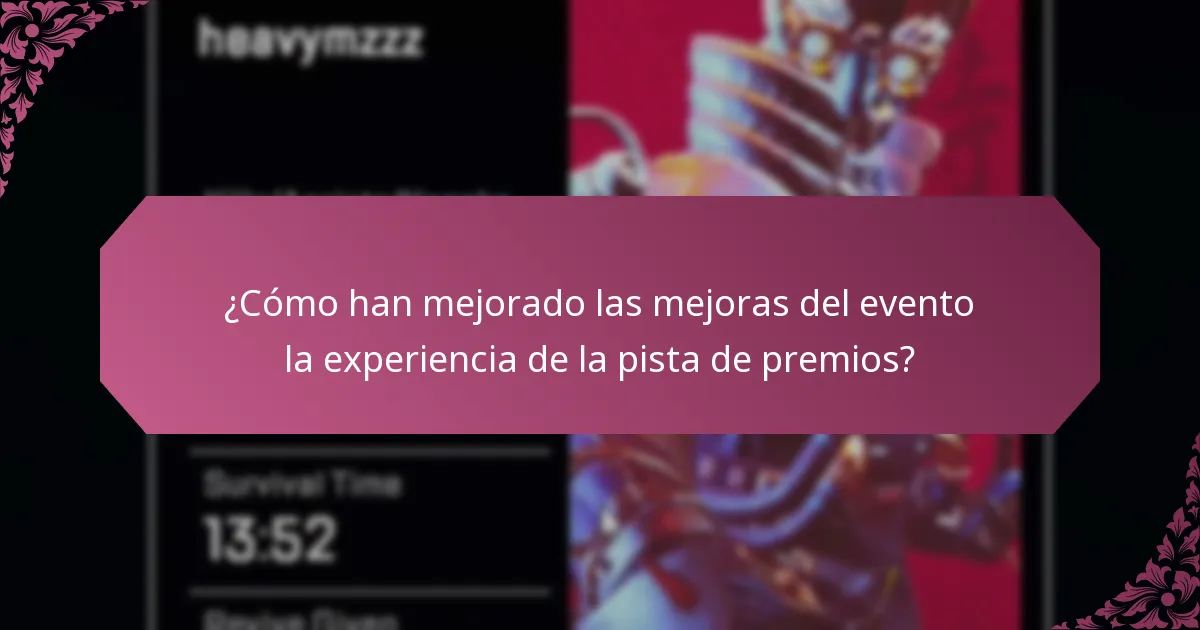 ¿Cuáles son las actualizaciones y cambios recientes en la Pista de Premios del Evento?
