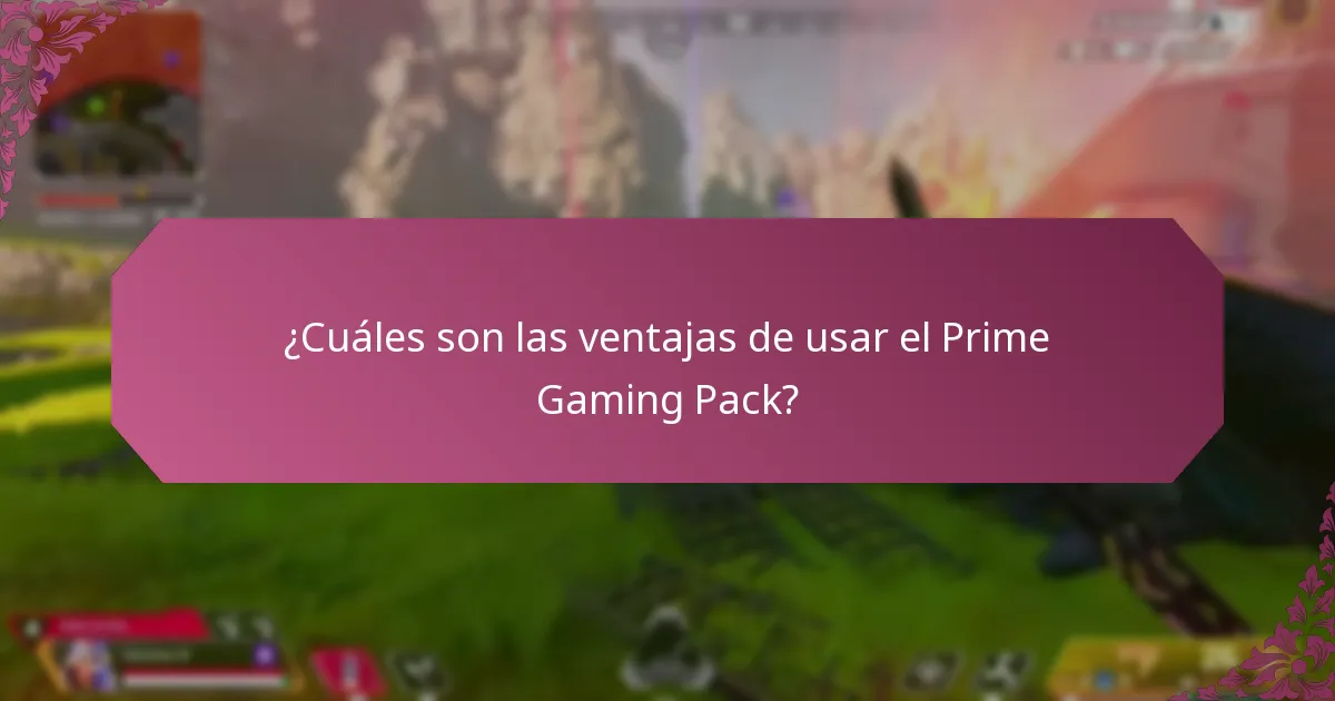 ¿Qué mejoras dentro del juego están incluidas en el Prime Gaming Pack?